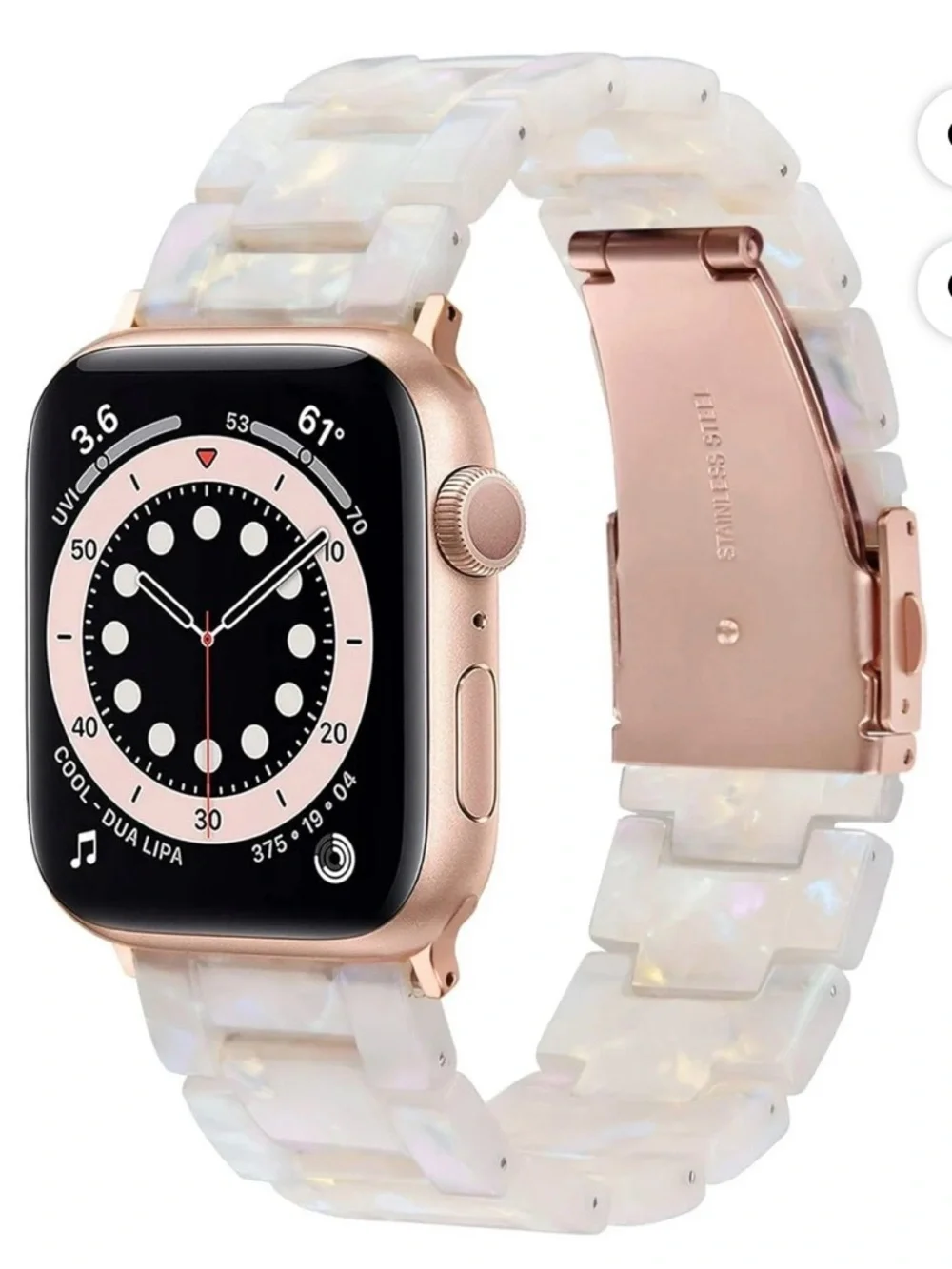 #1268 Replacement Resin Watch Band for Smartwatches - Rose Pearl